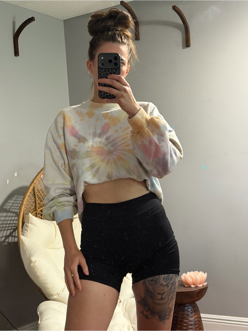 Abercrombie & Fitch Cropped Tie-Dye Pullover Sweatshirt - Pastel Swirl
